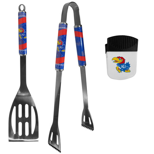 Kansas Jayhawks 2 Piece BBQ Set and Chip Clip