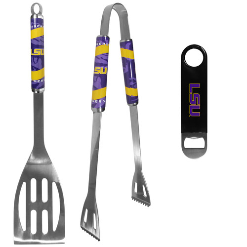 LSU Tigers 2 Piece BBQ Set and Bottle Opener