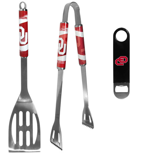 Oklahoma Sooners 2 Piece BBQ Set and Bottle Opener