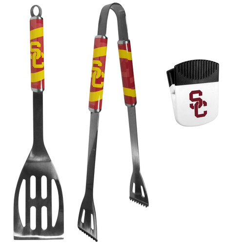 USC Trojans 2 Piece BBQ Set and Chip Clip