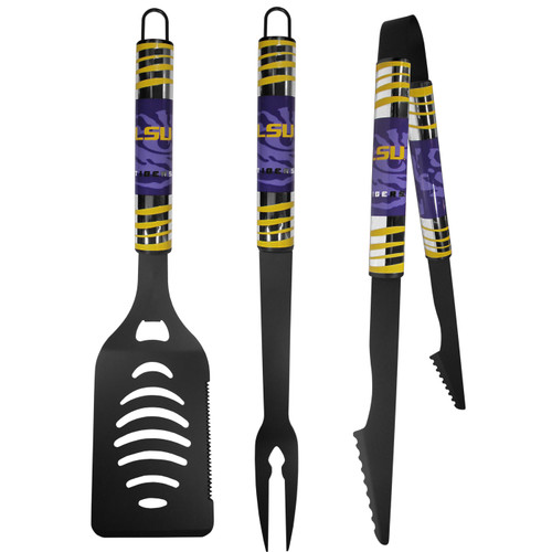 LSU Tigers 3 Piece Black Tailgater BBQ Set