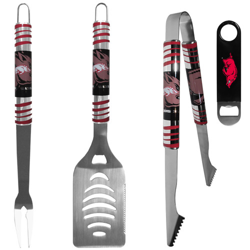 Arkansas Razorbacks 3 Piece BBQ Set and Bottle Opener