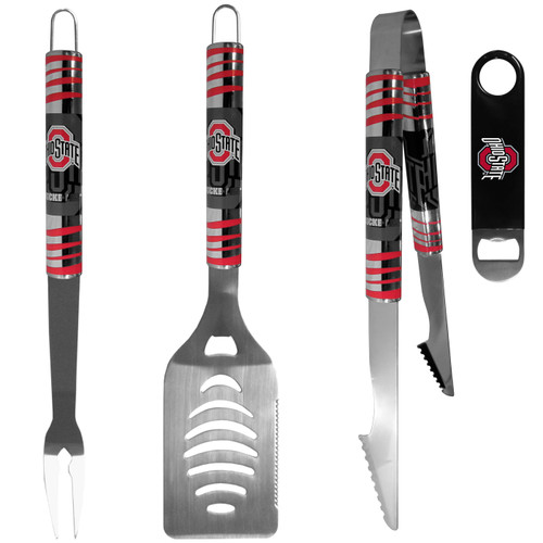 Ohio State Buckeyes 3 Piece BBQ Set and Bottle Opener