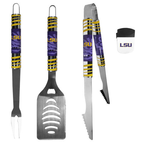 LSU Tigers 3 Piece BBQ Set and Chip Clip