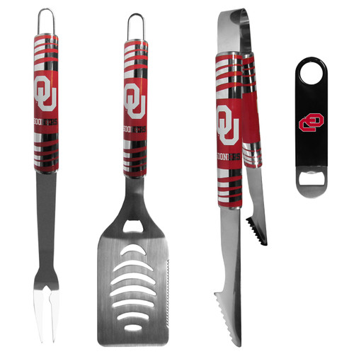 Oklahoma Sooners 3 Piece BBQ Set and Bottle Opener