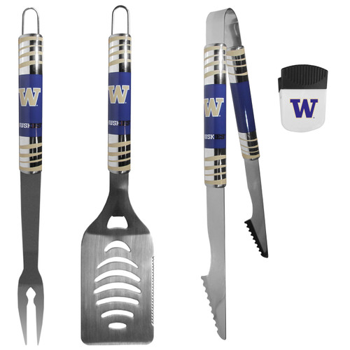 Washington Huskies 3 Piece BBQ Set and Chip Clip