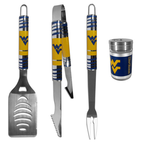 West Virginia Mountaineers 3 Piece Tailgater BBQ Set and Season Shaker
