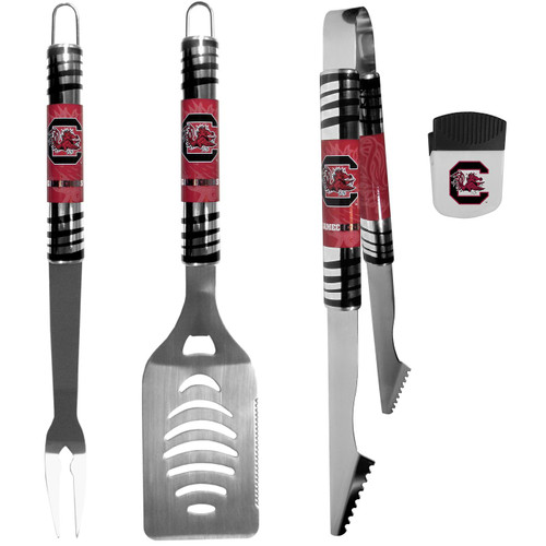 South Carolina Gamecocks 3 Piece BBQ Set and Chip Clip