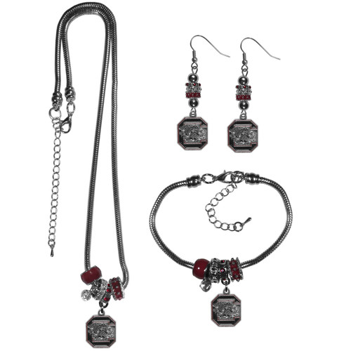 South Carolina Gamecocks Euro Bead Jewelry 3 Piece Set