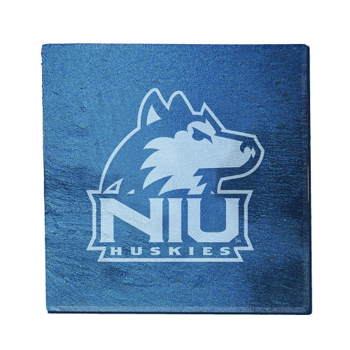 Northern Illinois Huskies 4-Piece Slate Coaster Set in Wood Caddy