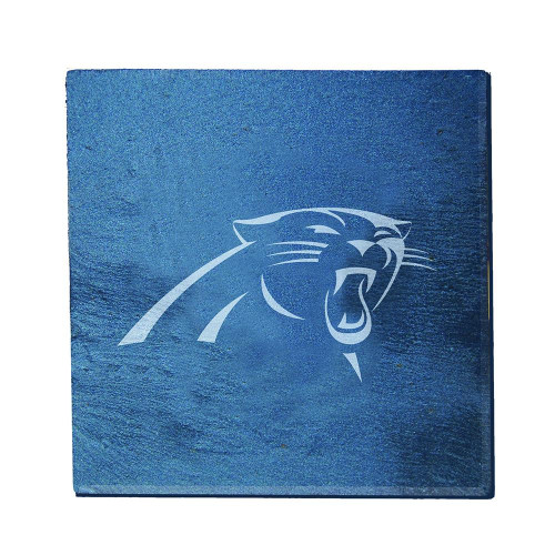 Carolina Panthers 4-Piece Slate Coaster Set in Wood Caddy