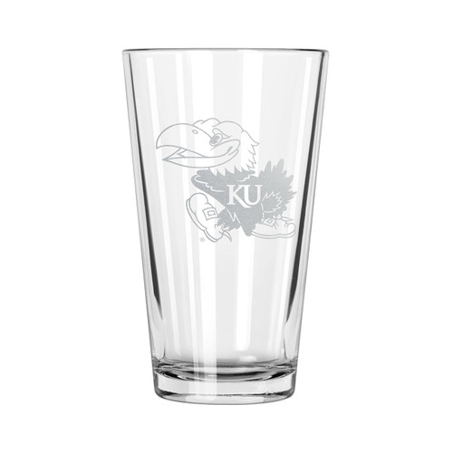 Kansas Jayhawks 17 oz. Etched Pint Glass