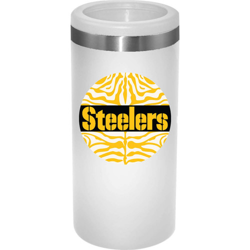 Pittsburgh Steelers 12 oz. White Stainless Steel Slim Can Holder