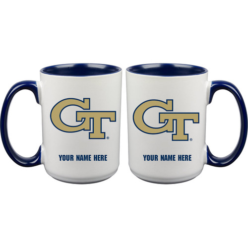 Georgia Tech Yellow Jackets Personalized 15 oz. White Mug with Inner Color