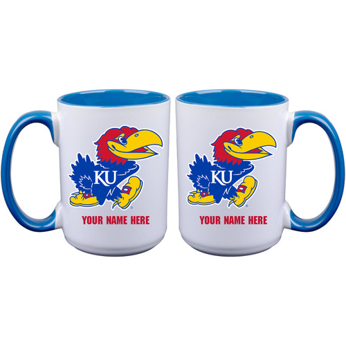 Kansas Jayhawks Personalized 15 oz. White Mug with Inner Color
