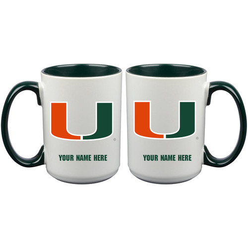 Miami Hurricanes Personalized 15 oz. White Mug with Inner Color