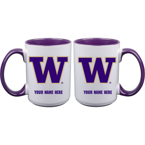 Washington Huskies Personalized 15 oz. White Mug with Inner Color