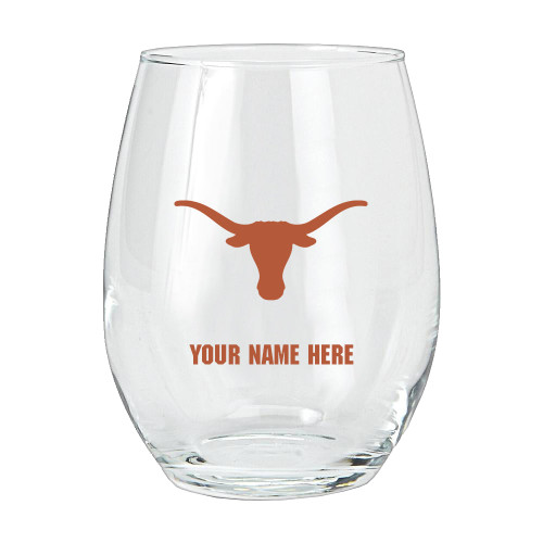 Texas Longhorns Personalized 15 oz. Stemless Wine Glass