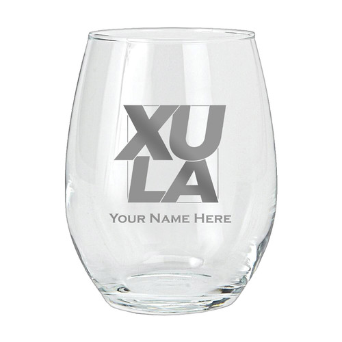 Xavier Musketeers Personalized 15 oz. Etched Stemless Wine Glass