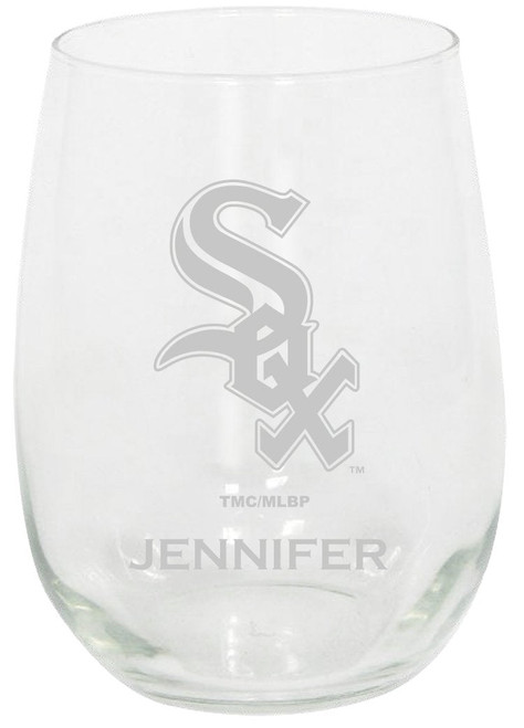 Chicago White Sox Personalized 15 oz. Etched Stemless Wine Glass
