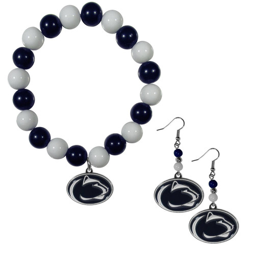Penn State Nittany Lions Fan Bead Earrings and Bracelet Set
