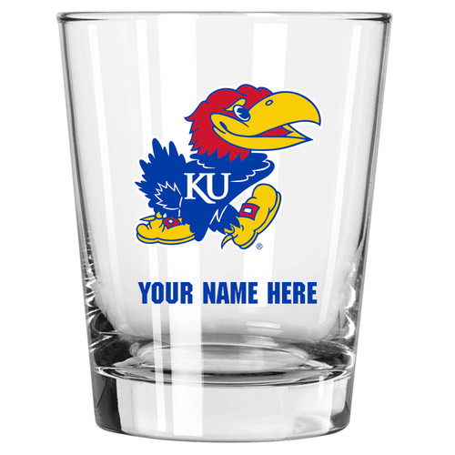 Kansas Jayhawks Personalized 15 oz. Double Old Fashioned Glass