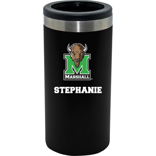 Marshall Thundering Herd Personalized 12 oz. Stainless Steel Slim Can Holder