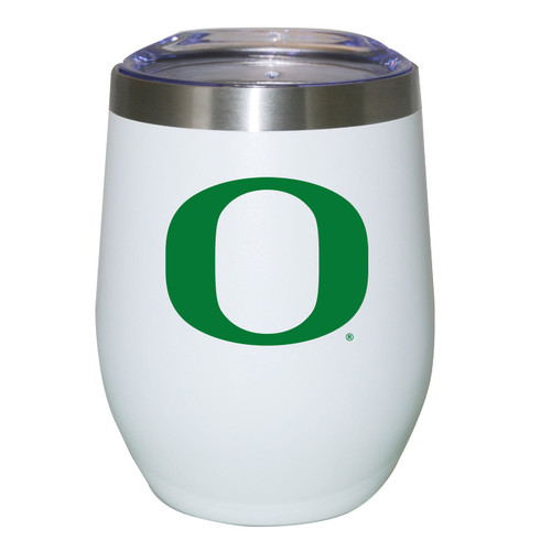 Oregon Ducks 12 oz. White Stainless Steel Stemless Tumbler