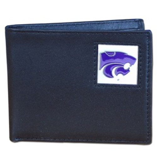 Kansas State Wildcats Leather Bi-fold Wallet Packaged in Gift Box