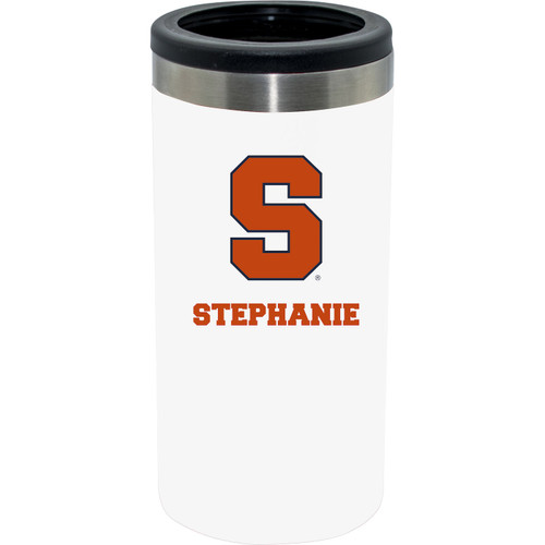 Syracuse Orange Personalized 12 oz. White Stainless Steel Slim Can Holder
