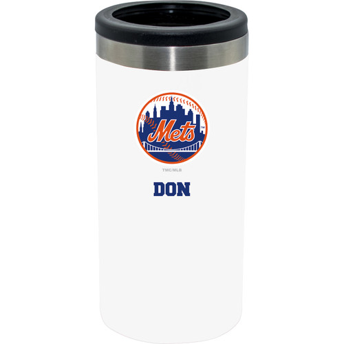 New York Mets Personalized 12 oz. White Stainless Steel Slim Can Holder