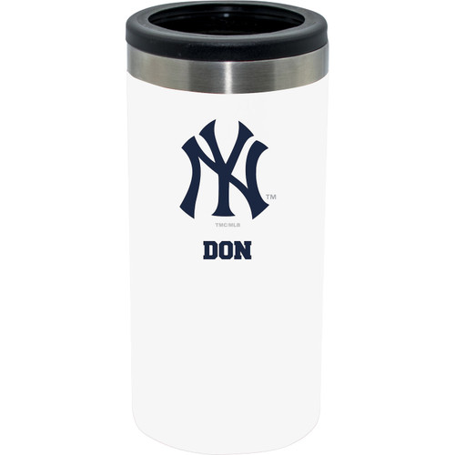 New York Yankees Personalized 12 oz. White Stainless Steel Slim Can Holder