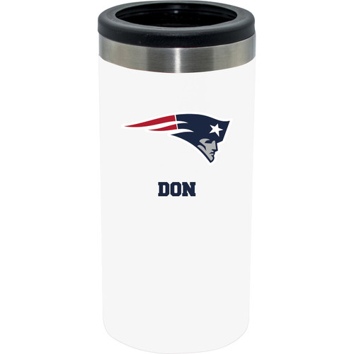 New England Patriots Personalized 12 oz. White Stainless Steel Slim Can Holder