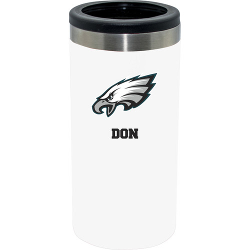 Philadelphia Eagles Personalized 12 oz. White Stainless Steel Slim Can Holder