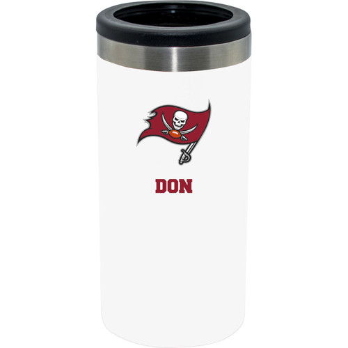 Tampa Bay Buccaneers Personalized 12 oz. White Stainless Steel Slim Can Holder