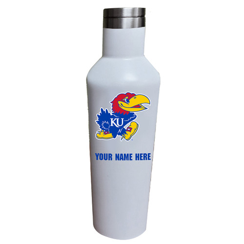 Kansas Jayhawks Personalized 17 oz. White Stainless Steel Infinity Bottle