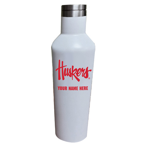 Nebraska Cornhuskers Personalized 17 oz. White Stainless Steel Infinity Bottle