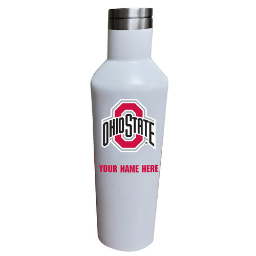 Ohio State Buckeyes Personalized 17 oz. White Stainless Steel Infinity Bottle