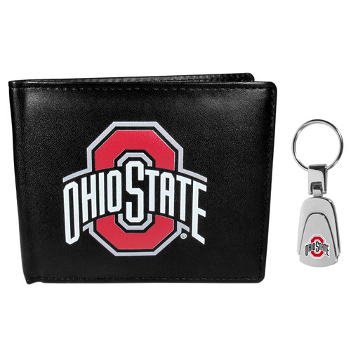 Ohio State Buckeyes Bi-fold Wallet & Steel Key Chain