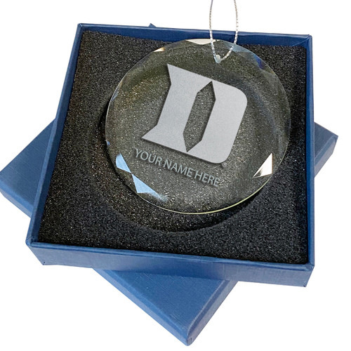 Duke Blue Devils Personalized 3.25" Etched Round Glass Ornament
