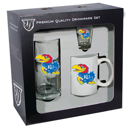Kansas Jayhawks 3 Piece Drinkware Gift Set