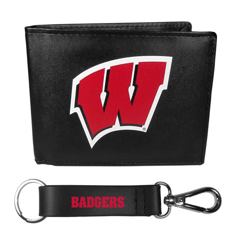 Wisconsin Badgers Bi-fold Wallet & Strap Key Chain