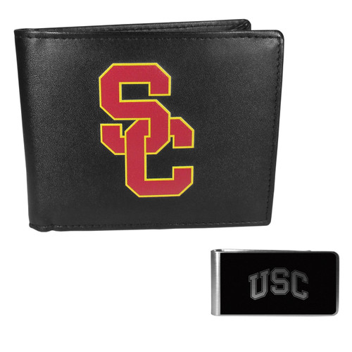 USC Trojans Bi-fold Wallet & Black Money Clip