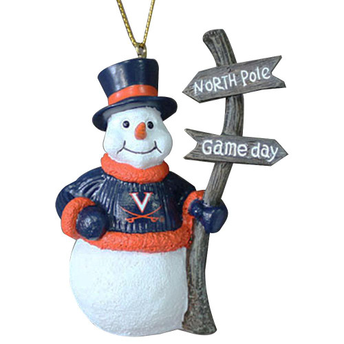 Virginia Cavaliers Snowman with Direction Post Ornament