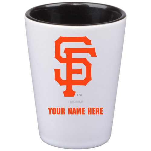 San Francisco Giants Personalized 2 oz. Cermamic White Shot Glass with Inner Color