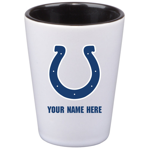 Indianapolis Colts Personalized 2 oz. Cermamic White Shot Glass with Inner Color