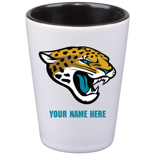 Jacksonville Jaguars Personalized 2 oz. Cermamic White Shot Glass with Inner Color