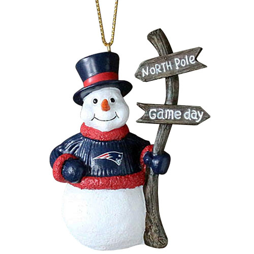 New England Patriots Snowman with Direction Post Ornament