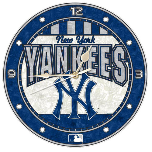 New York Yankees 12"" Art Glass Wall Clock