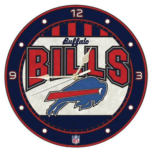 Buffalo Bills 12"" Art Glass Wall Clock